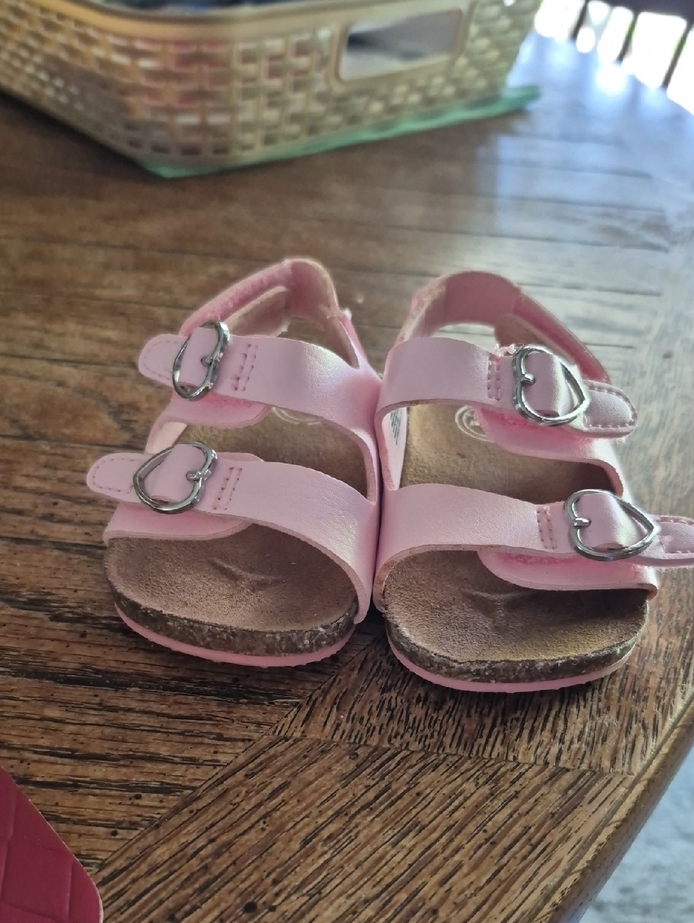 Baby Pink Heart-Buckle Sandals